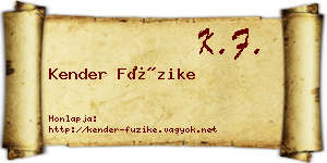 Kender Füzike névjegykártya